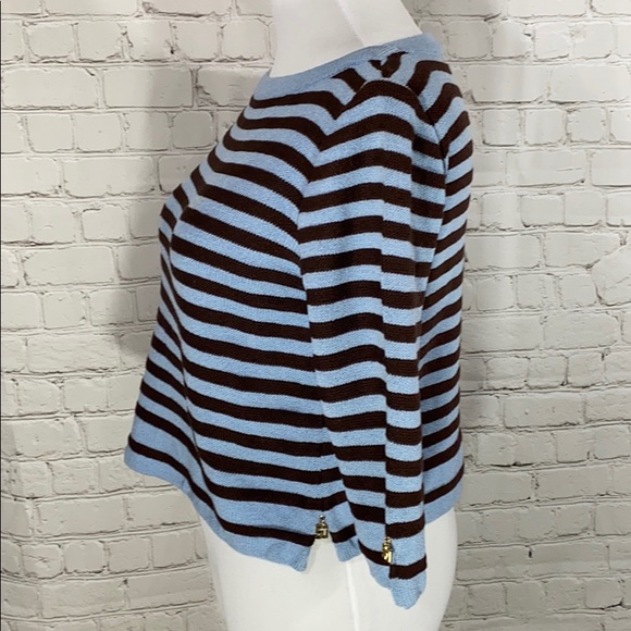 St. John | Sweaters | St John Sport Blue And Brown Striped Sweater | Poshmark
